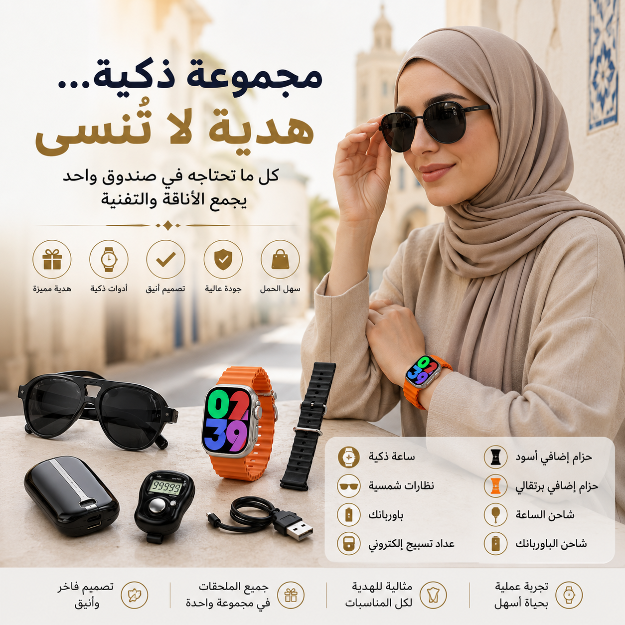 💎✨ ساعة ذكية + نظارات + باور بانك... كل شيء معك⌚🕶️