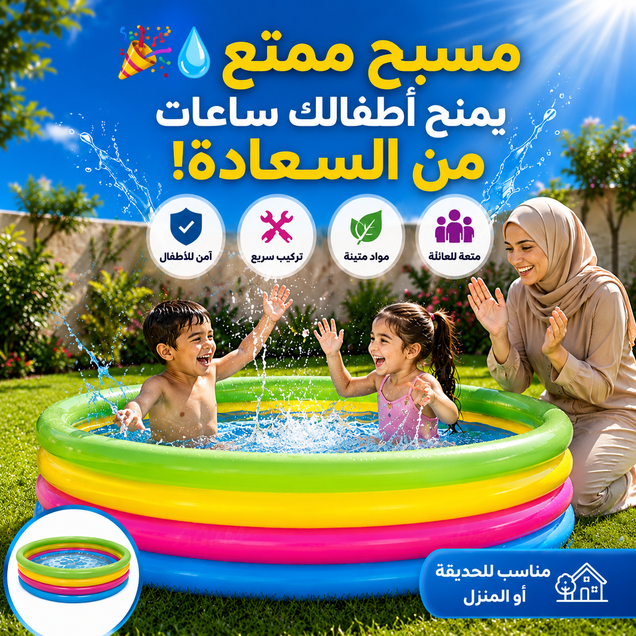 🌊 امنح أطفالك أوقاتًا مليئة بالمرح والانتعاش🏊مع مسبح  القابل للنفخ🌈