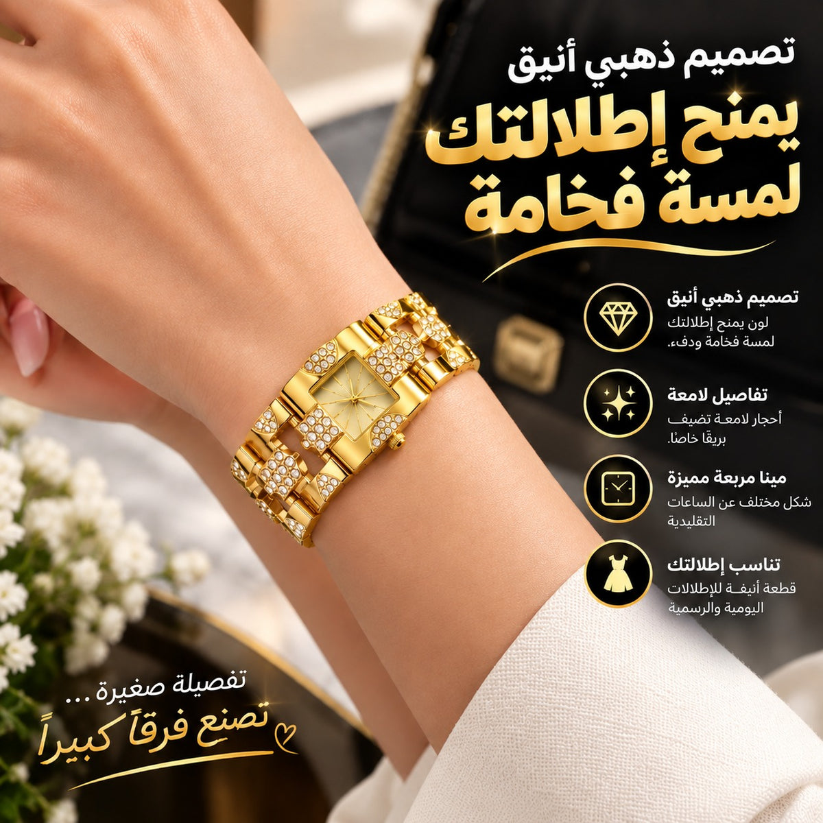☀️ سوار وساعة… أناقة صيفية بلمسة ذهبية فاخرة
