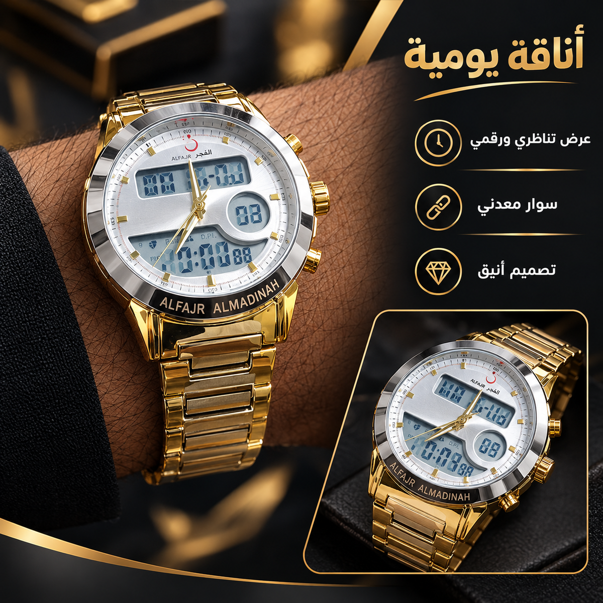 ⌚  ساعة الفجر الجديدة… فخامة تكمّل ستايلك في كل وقت 👑
